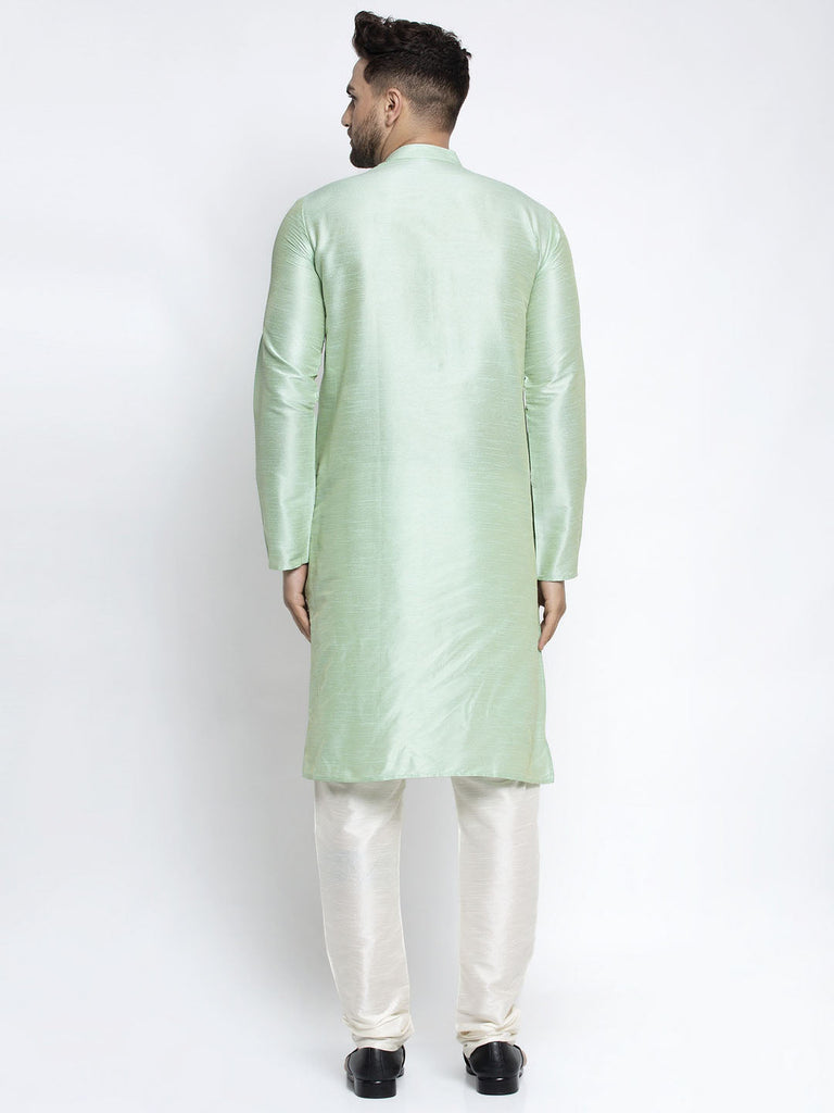 Men's Green Solid Dupion Silk Kurta Only( KO 636 Green )