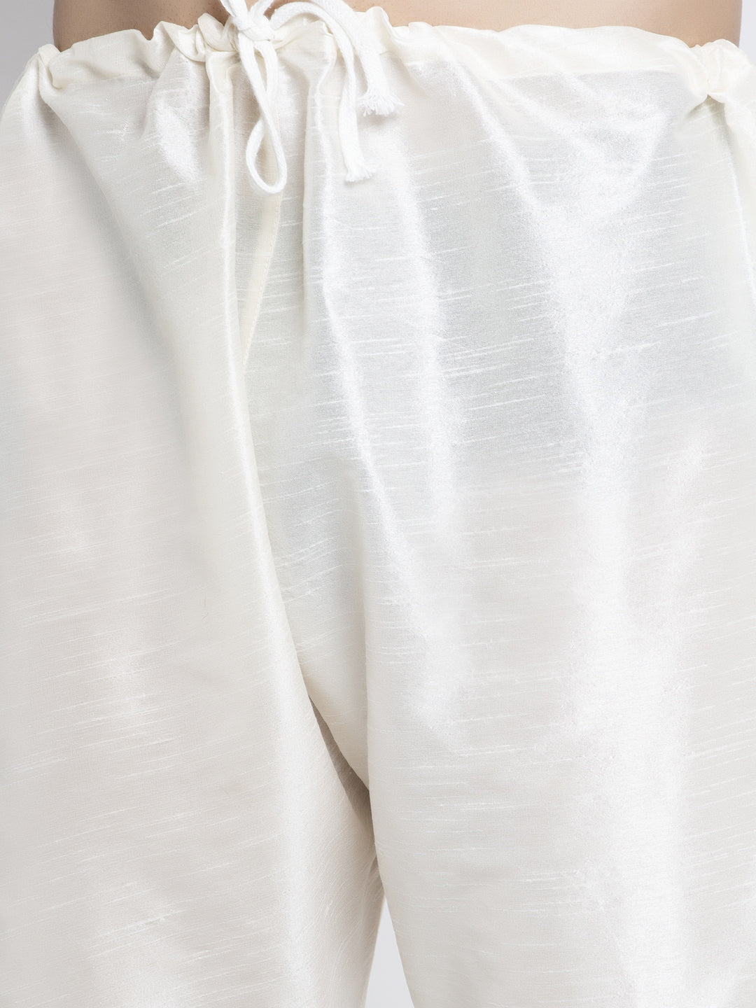 Men's Solid White Dupion Kurta Payjama with Embroidered Waistcoat ( JOKPWC OW-D 4023 Sky ) - Virat Fashions