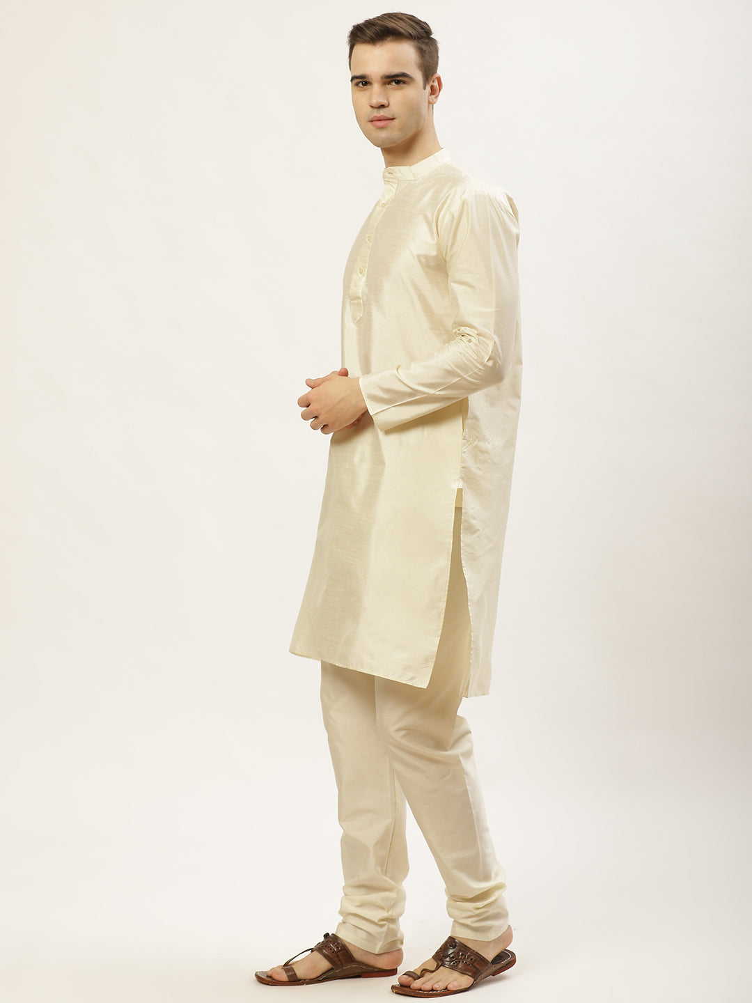 Men's Embroidered Nehru Jacket & Kurta Pyjama ( JOKPWC W-D 4029Yellow ) - Virat Fashions