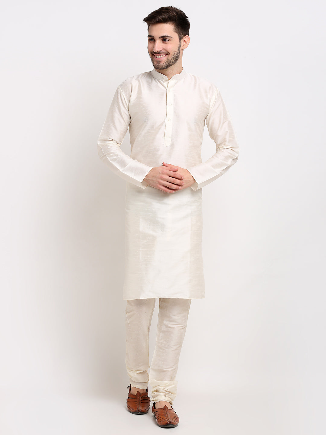 Men's Ikat Print Nehru Jacket & Kurta Pyjama ( JOKPWC W-D 4030Multi-Olive ) - Virat Fashions