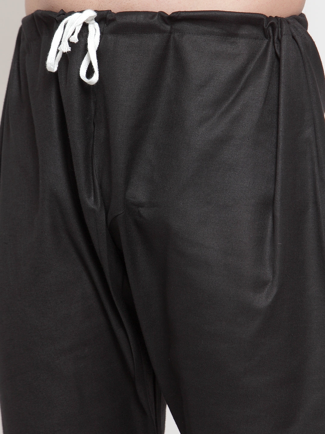 Men's Solid Dobby Kurta Pyjama Set ( Jokp 501 Black D ) - Virat Fashions