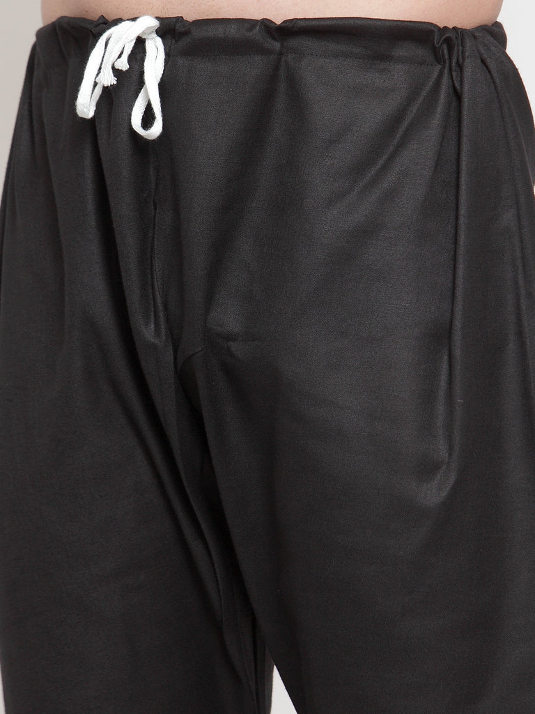 Men's Solid Dobby Kurta Pyjama Set ( Jokp 501 Black D )