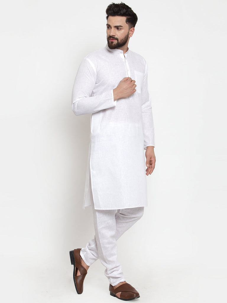 Men's Solid Dobby Kurta Pyjama Set ( Jokp 501 White D )