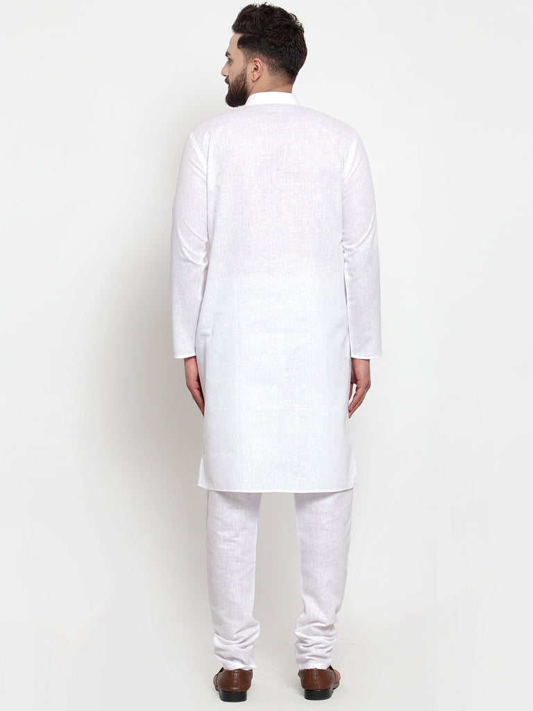 Men's Solid Dobby Kurta Pyjama Set ( Jokp 501 White D )