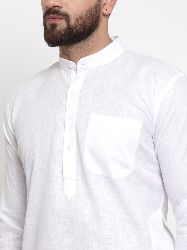 Men's Solid Dobby Kurta Pyjama Set ( Jokp 501 White D )
