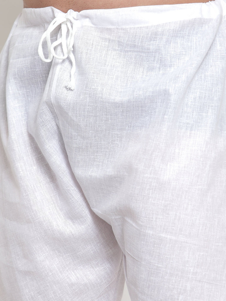 Men's Solid Dobby Kurta Pyjama Set ( Jokp 501 White D )