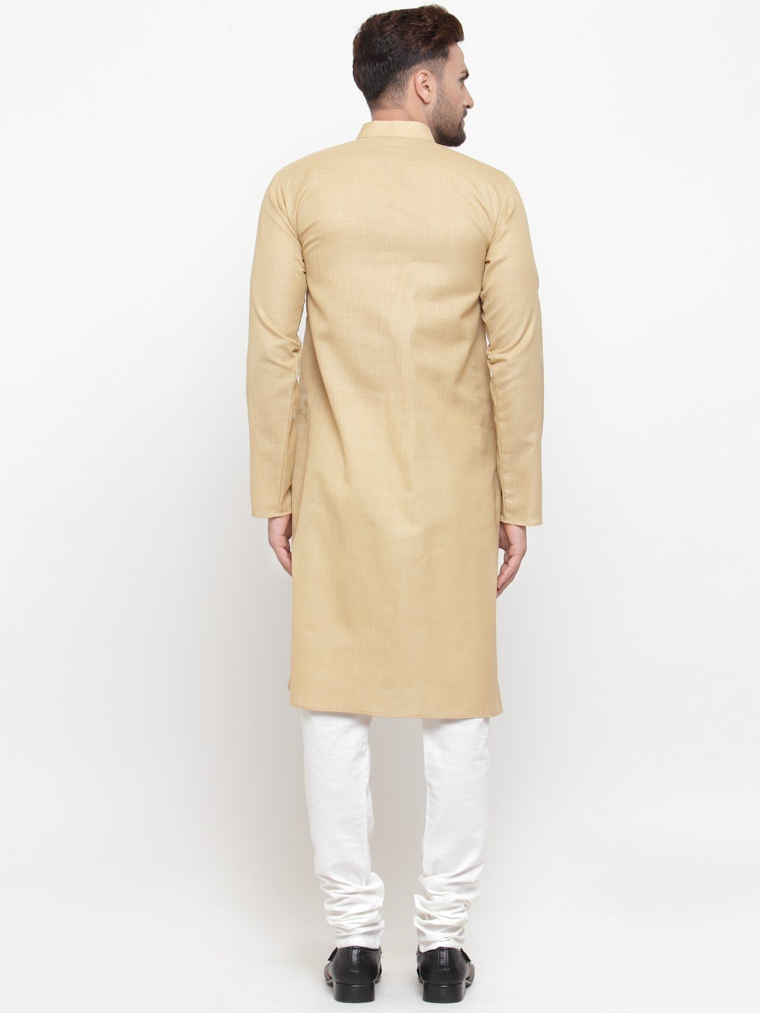 Men's Beige & White Solid Kurta with Churidar ( JOKP 532 Beige ) - Virat Fashions