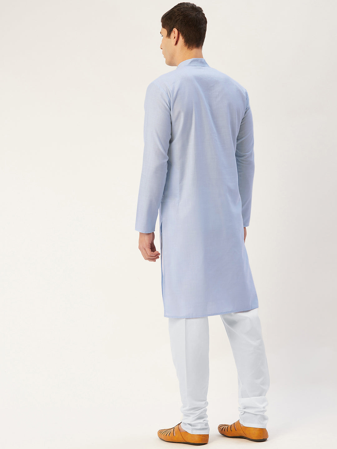 Men's Blue Cotton Solid Kurta Only ( KO 532 Blue ) - Virat Fashions