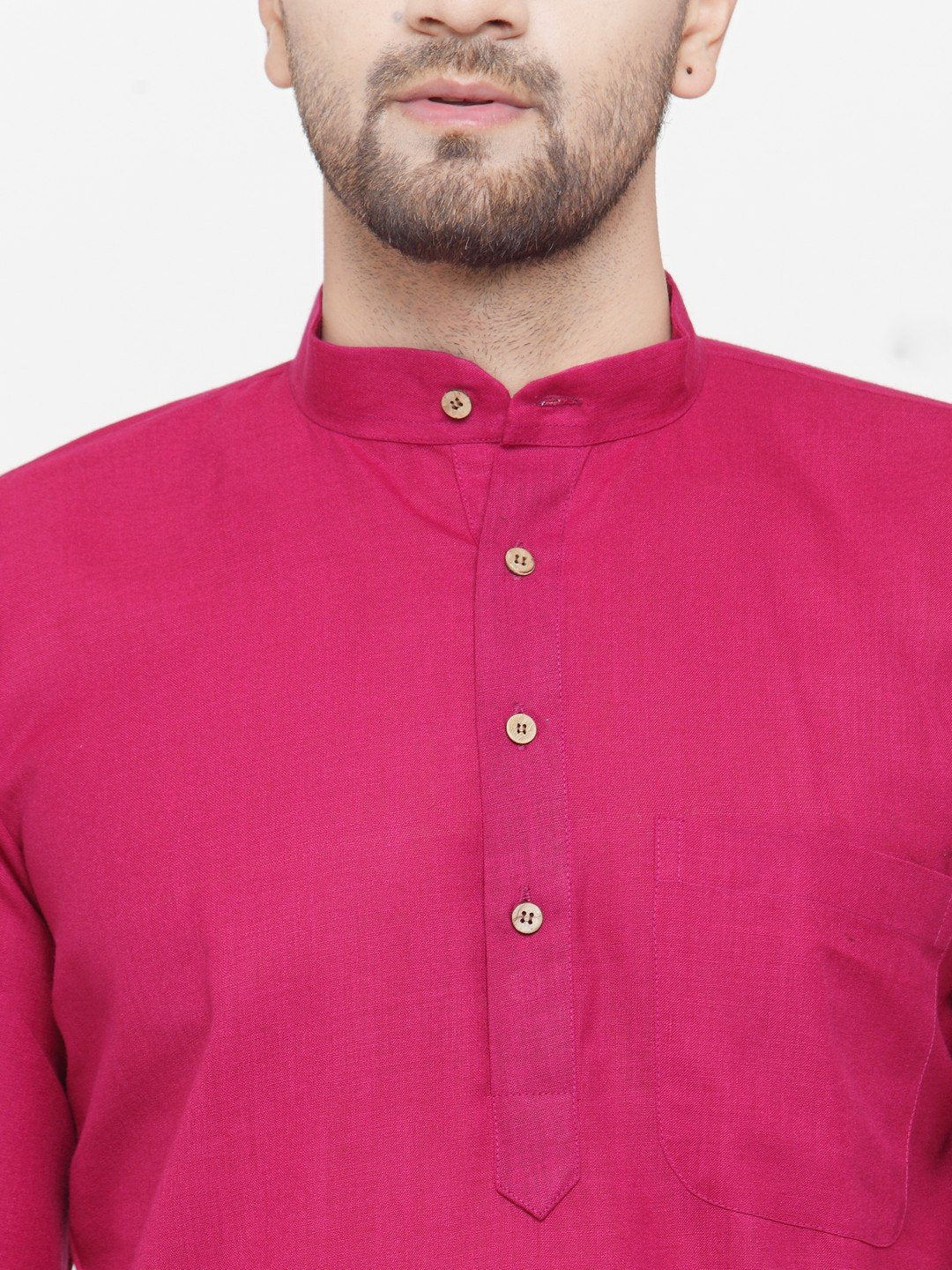 Men's Pink & White Solid Kurta with Churidar ( JOKP 532 Pink ) - Virat Fashions