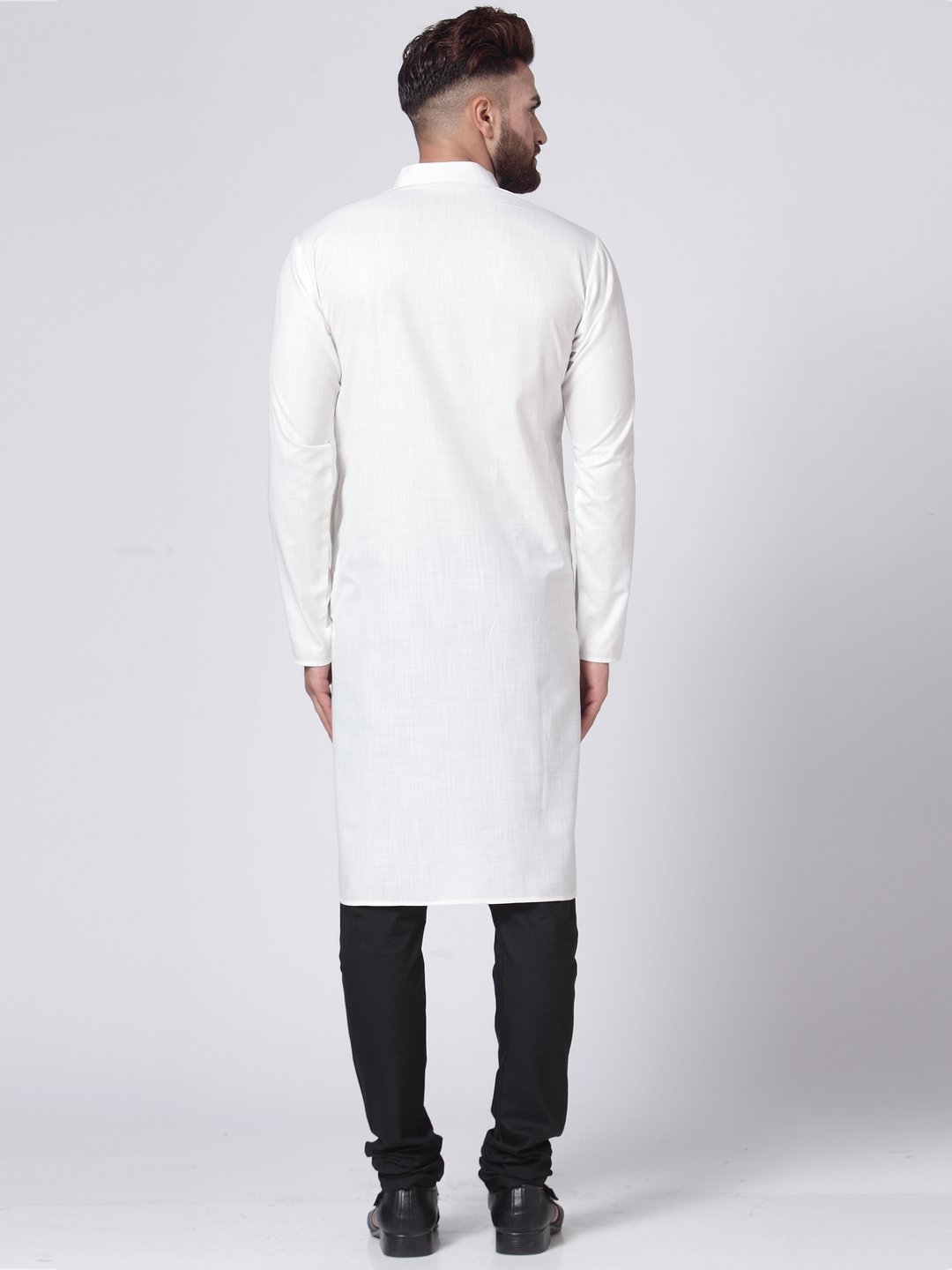 Men's White Solid Kurta Only ( KO 576 White ) - Virat Fashions