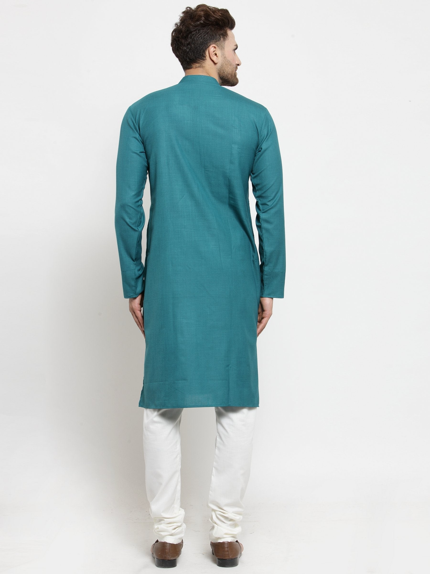 Men's Green Solid Kurta with Churidar ( JOKP W 576 Green ) - Virat Fashions