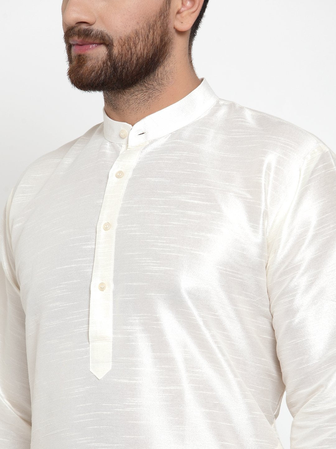 Men's White Solid Kurta with Churidar ( JOKP 591 White ) - Virat Fashions