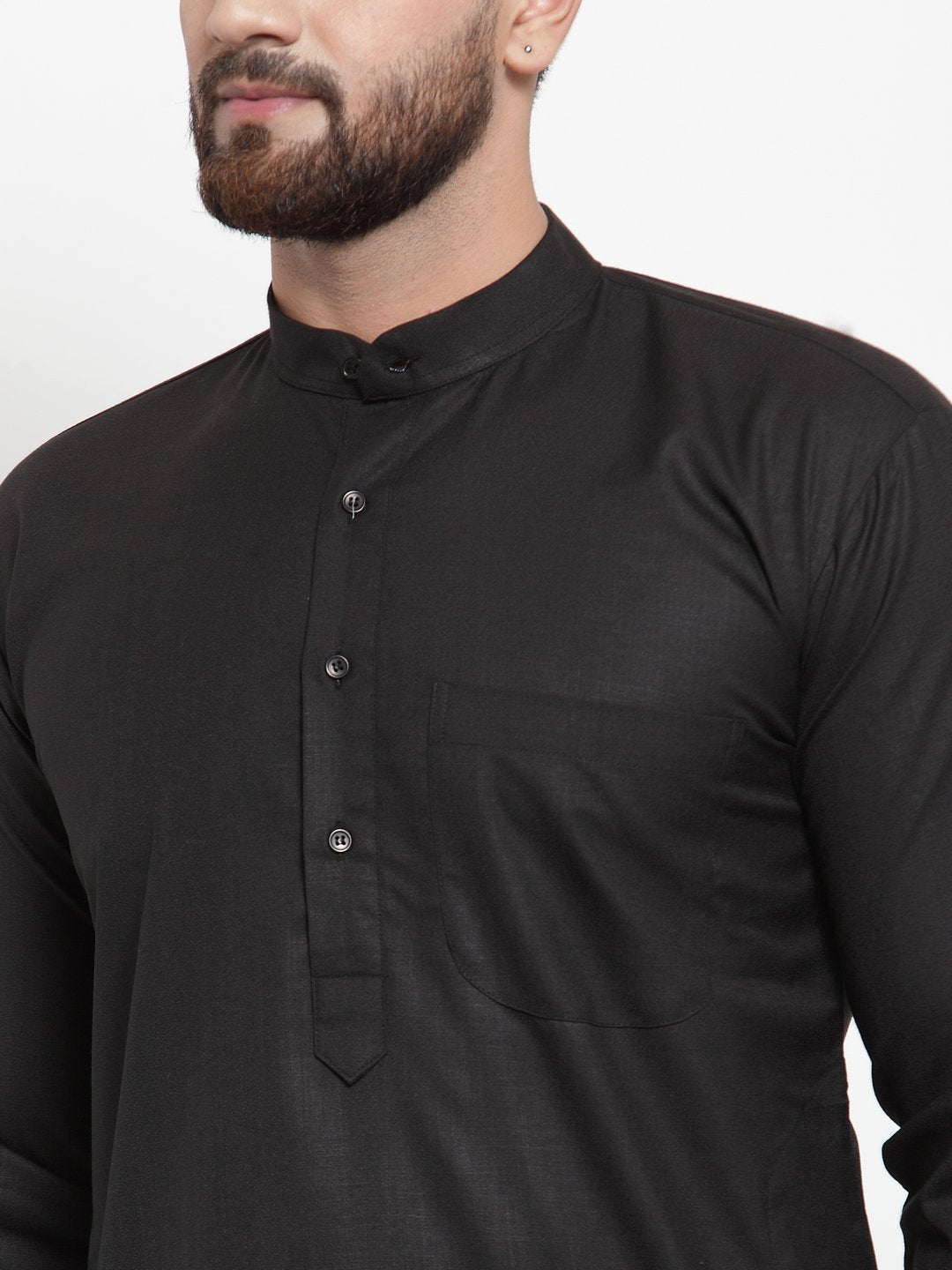 Men's Black Solid Kurta with Churidar ( JOKP 592 Black ) - Virat Fashions