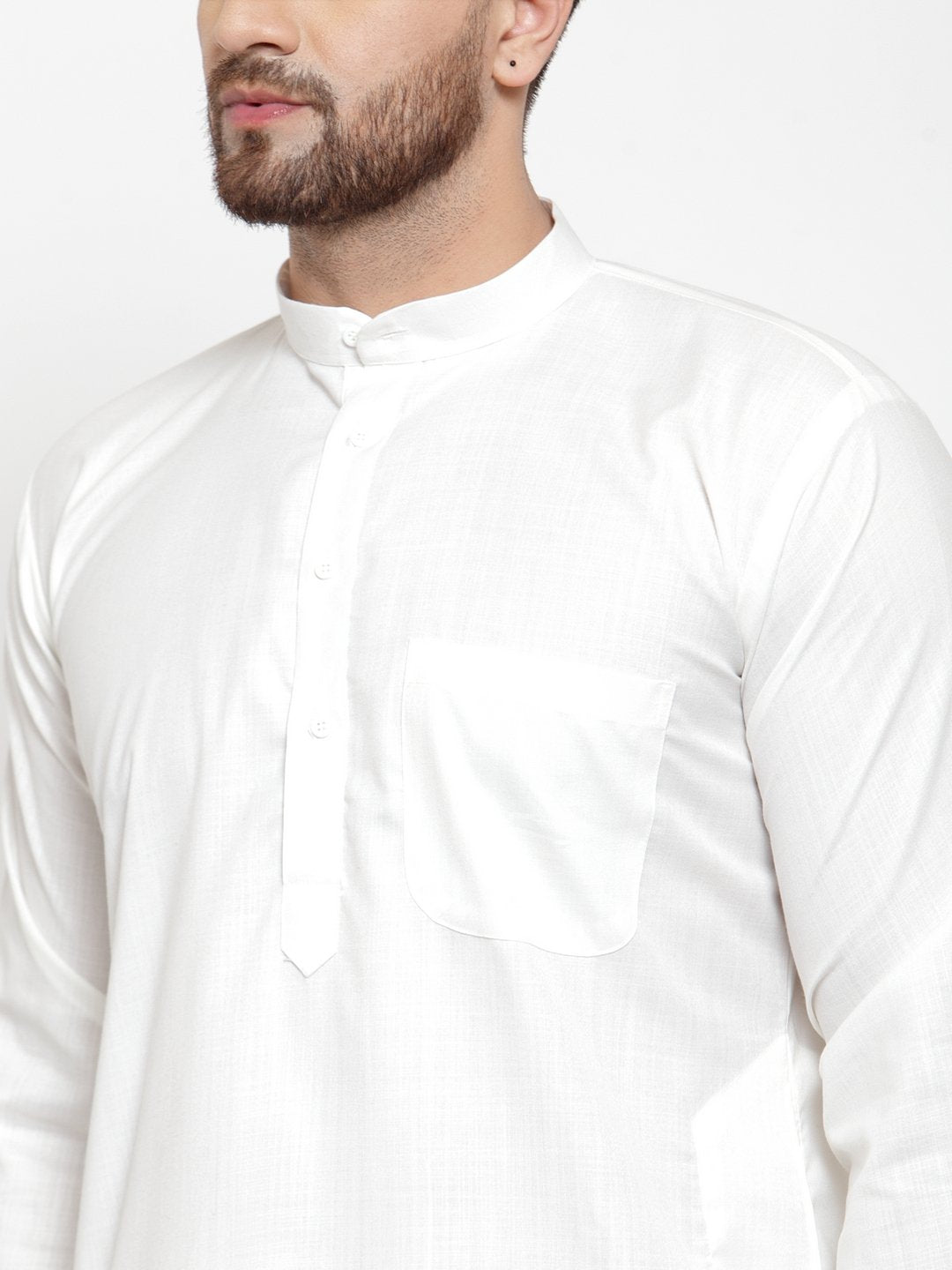 Men's White Solid Kurta with Churidar ( JOKP 592 White ) - Virat Fashions