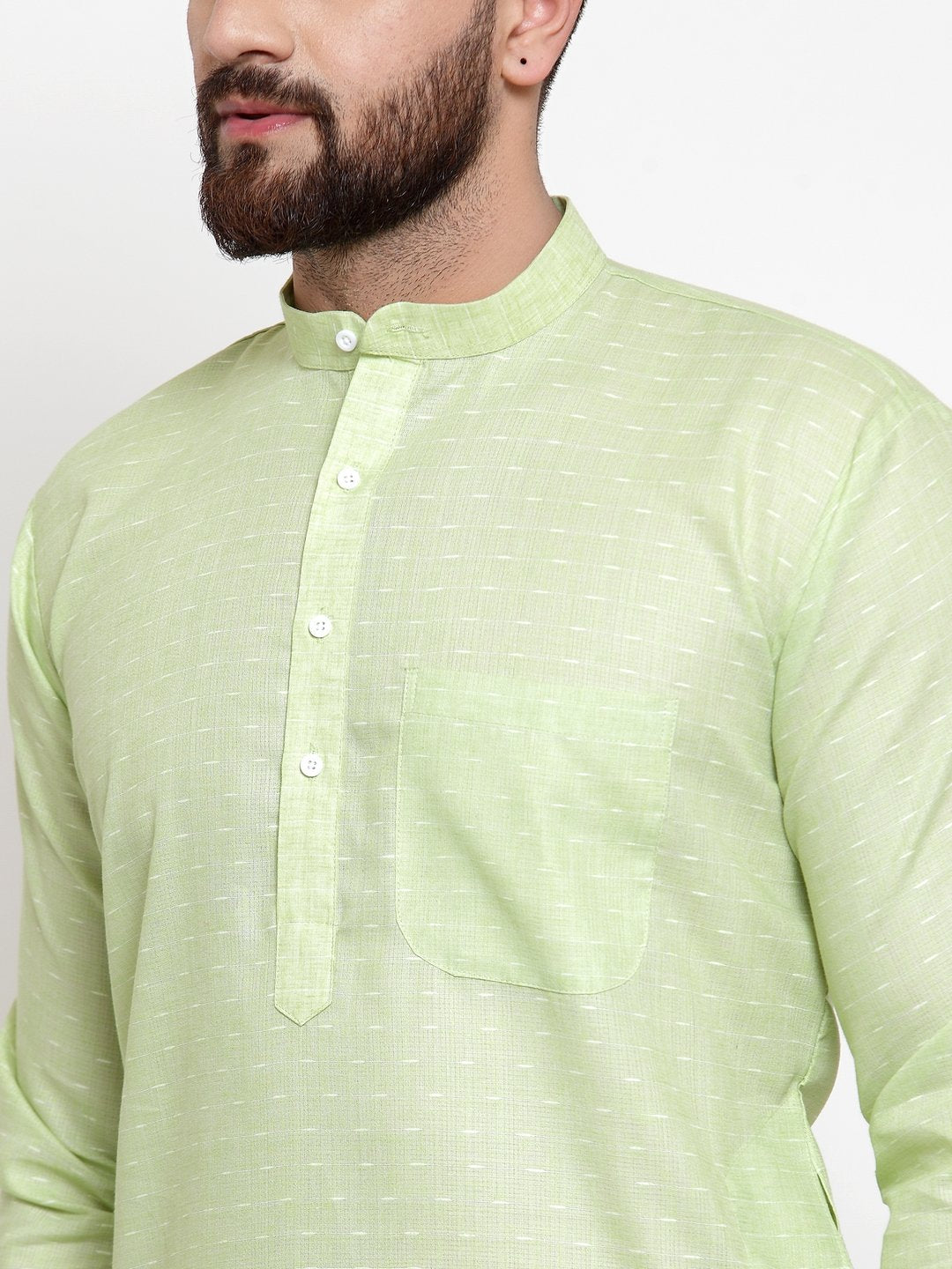 Men's Green Self-design Kurta with Churidar ( JOKP 605 Green ) - Virat Fashions