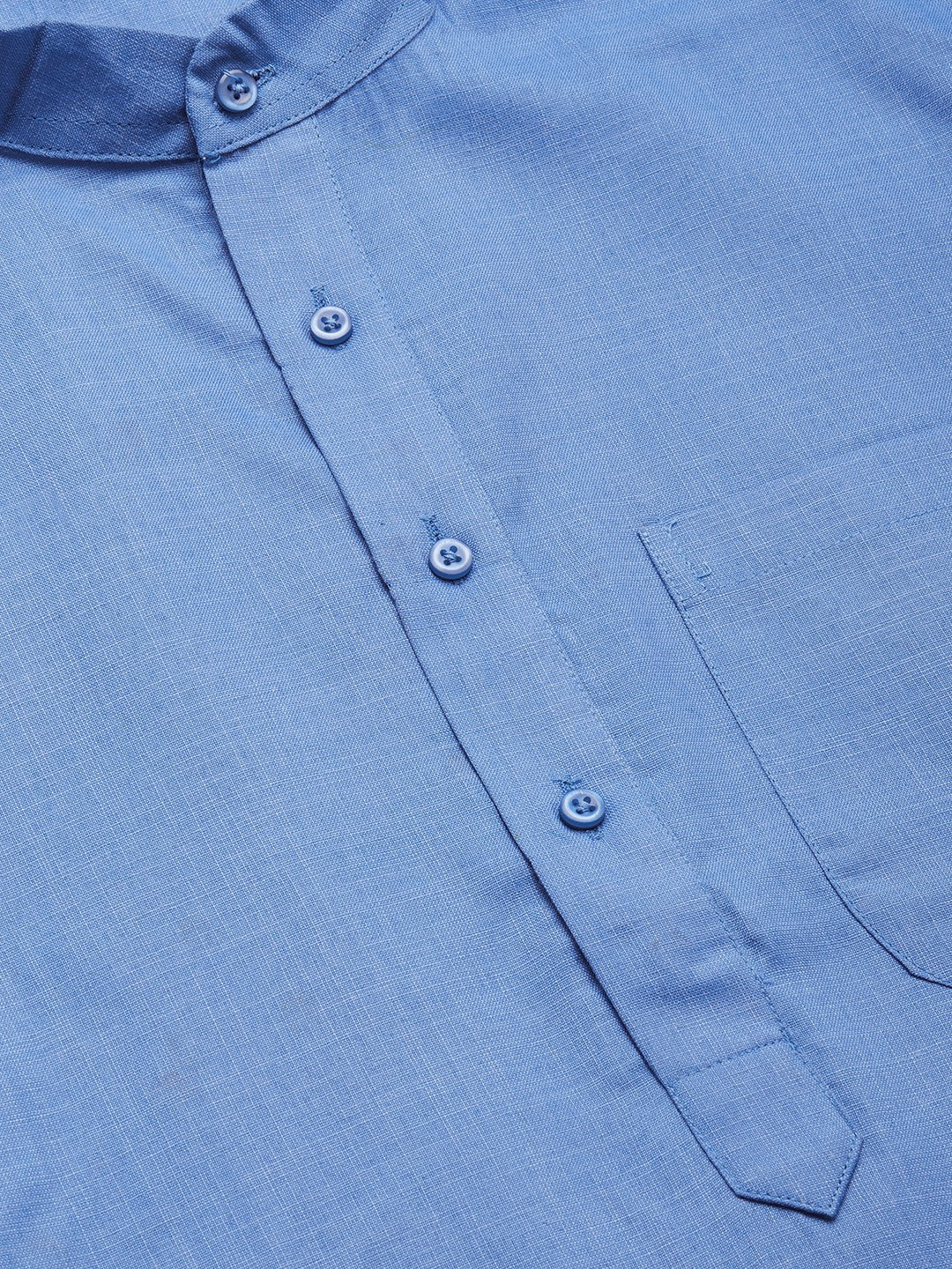 Men's Blue Cotton Solid Kurta Only ( KO 611 Blue ) - Virat Fashions