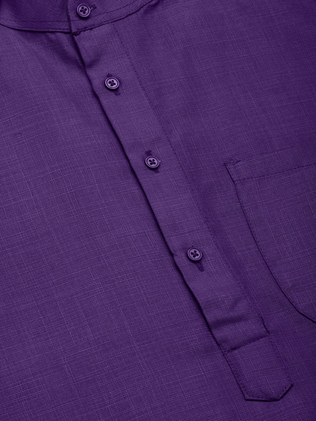Men's Purple Cotton Solid Kurta Pyjama ( JOKP 611 Purple ) - Virat Fashions