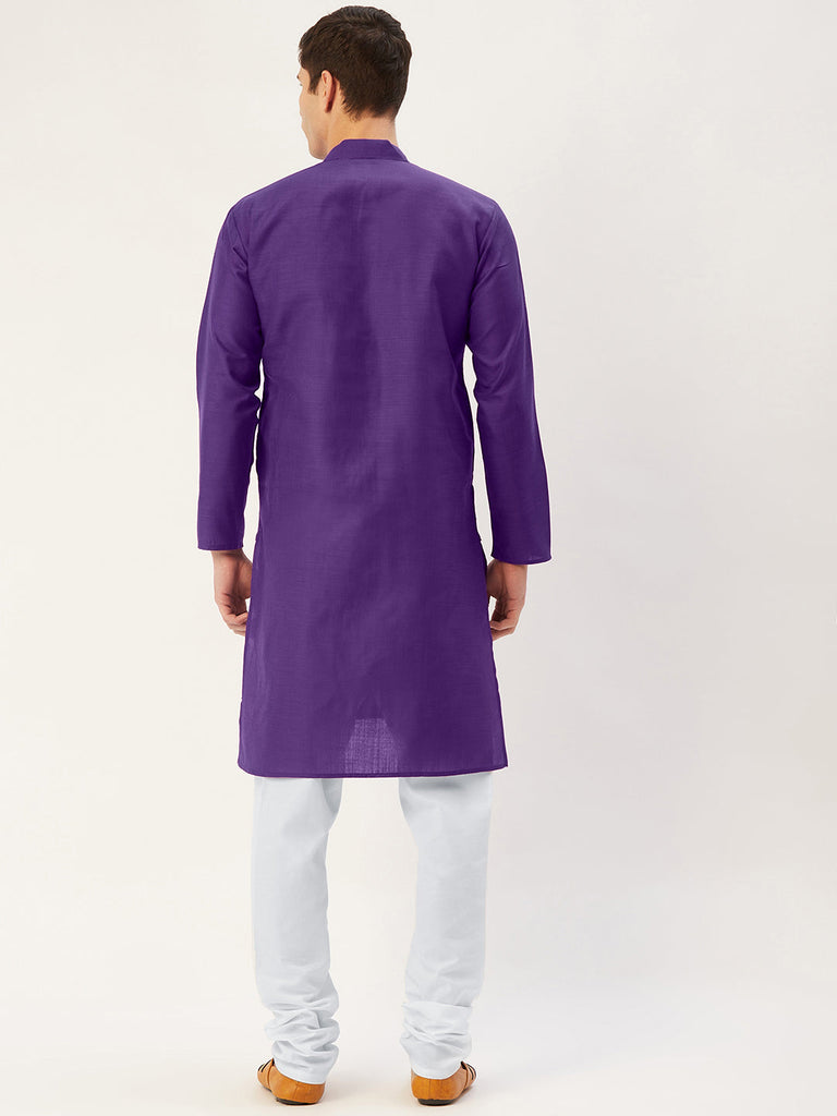 Men's Purple Cotton Solid Kurta Pyjama ( JOKP 611 Purple )