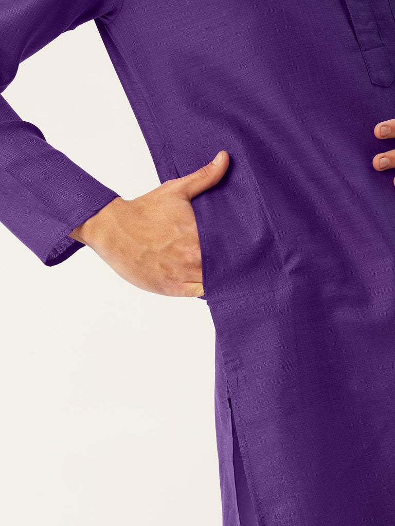 Men's Purple Cotton Solid Kurta Pyjama ( JOKP 611 Purple )