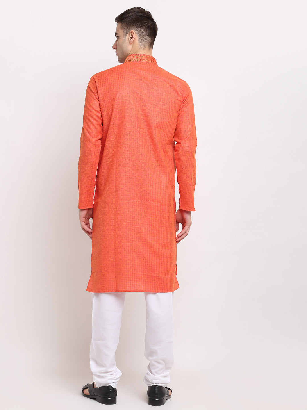 Men's D-Orange Woven Kurta Payjama Sets ( JOKP 617 D-Orange ) - Virat Fashions