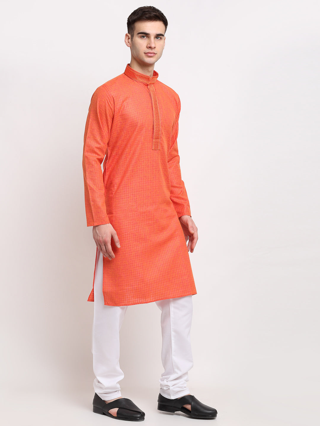 Men's D-Orange Woven Kurta Only ( KO 617 D-Orange ) - Virat Fashions