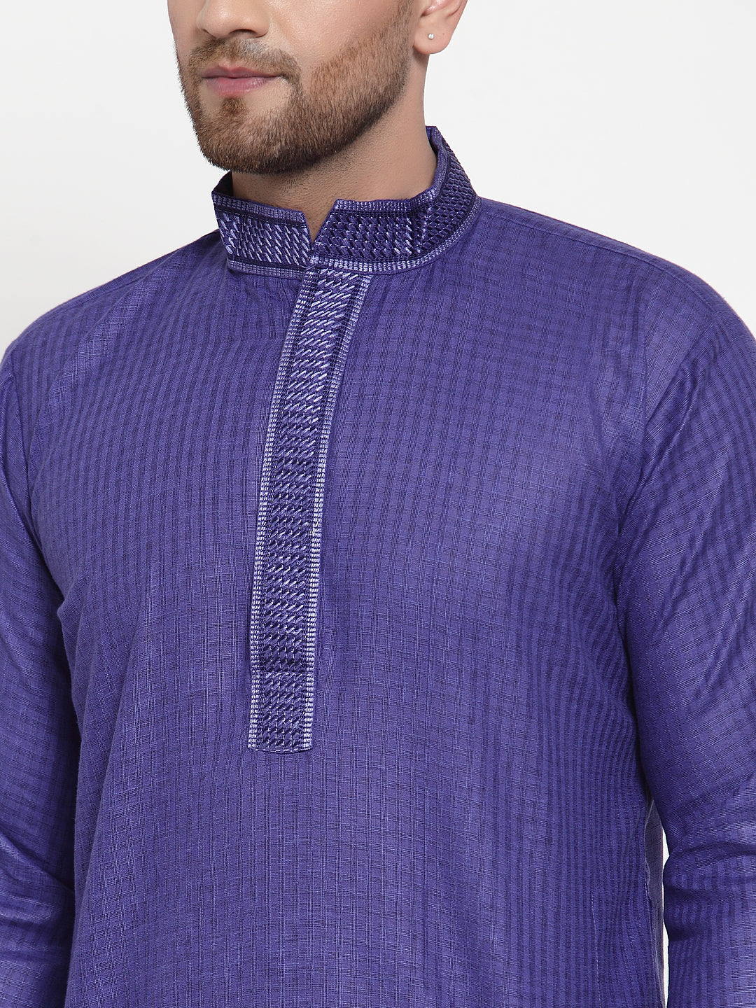 Men's Purple Woven Kurta Only ( KO 617 Purple ) - Virat Fashions