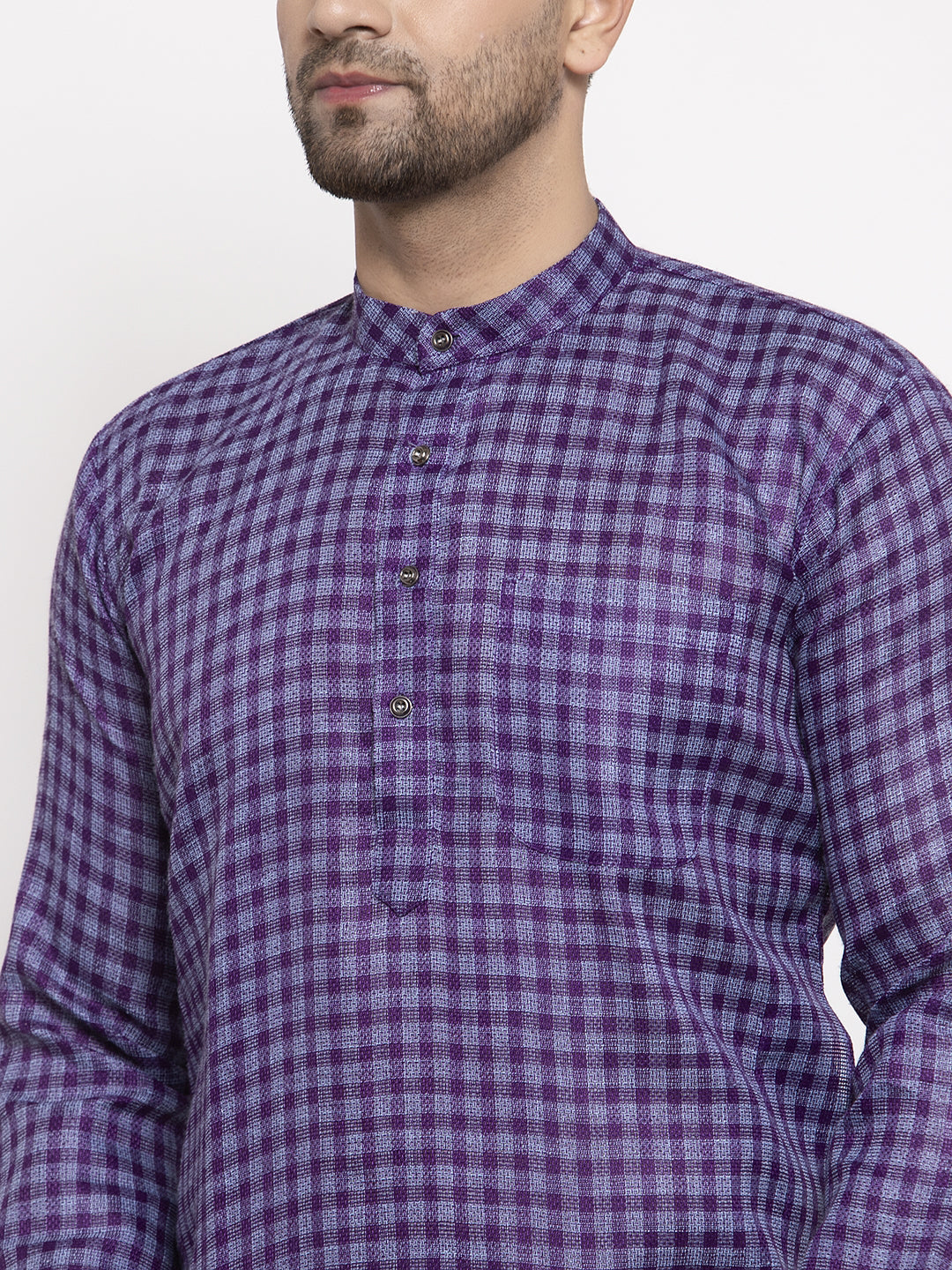 Men's Purple Woven Kurta Payjama Sets ( JOKP 622 Purple ) - Virat Fashions