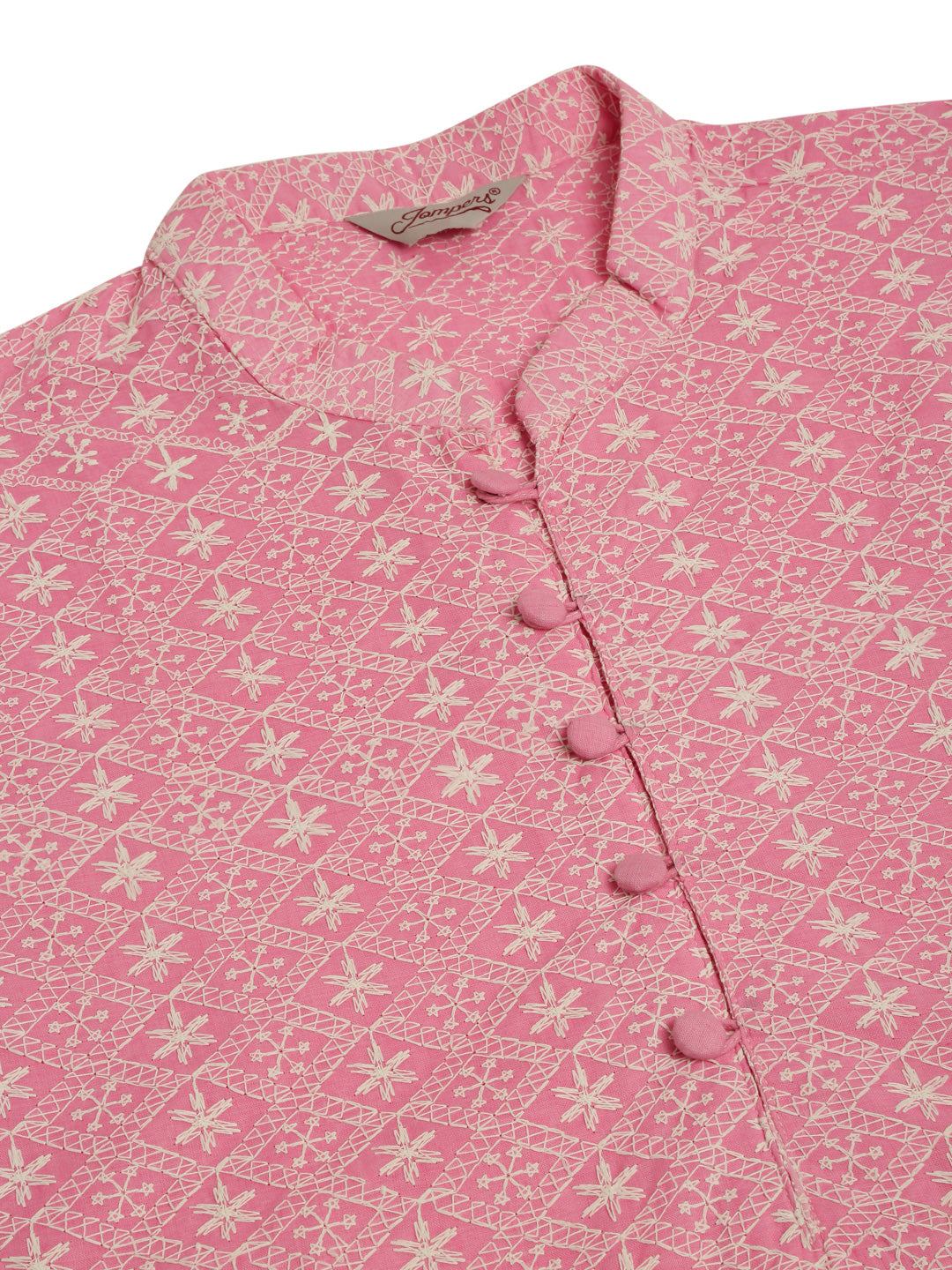 Men's Pink & White Embroidered Straight Kurta Pyjama Set ( Jokp 626 Pink ) - Virat Fashions