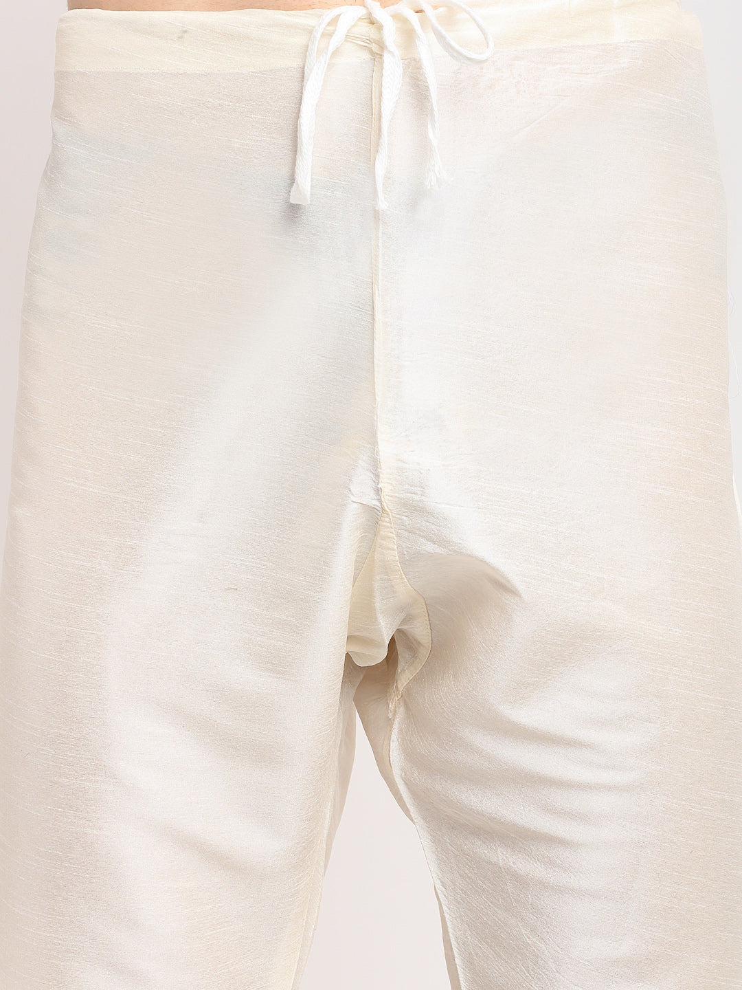Men's Silver Solid Dupion Silk Kurta Payjama Set ( JOKP 636 Silver ) - Virat Fashions