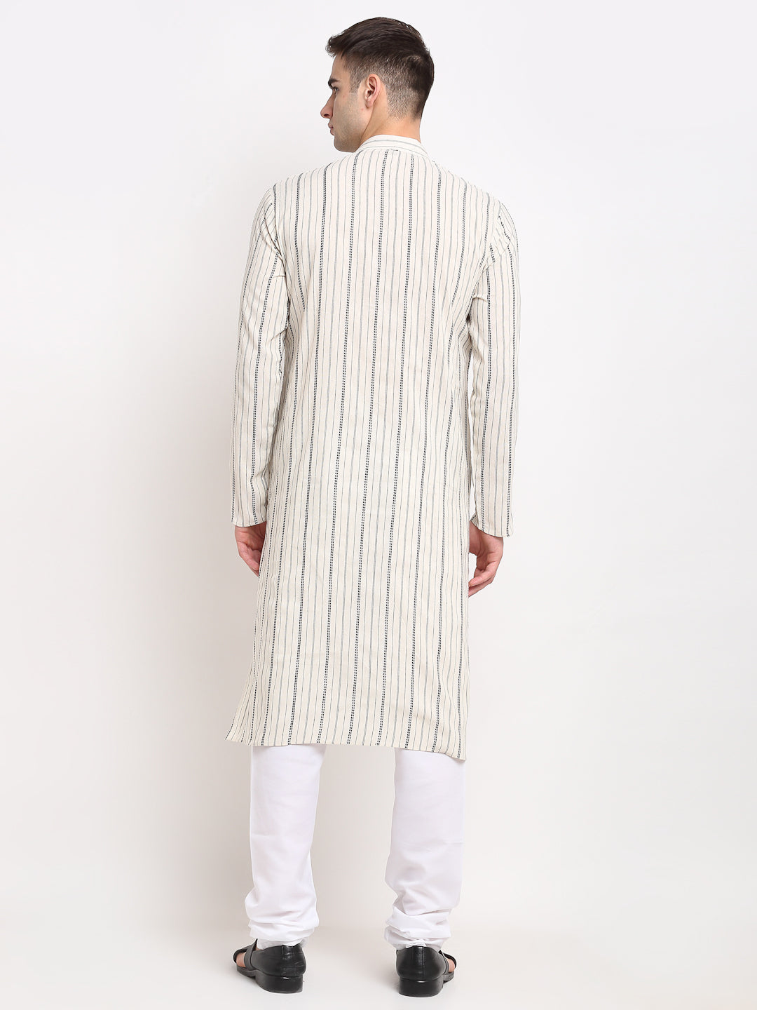Men's Cream Cotton Striped Kurta Only ( KO 643 Cream ) - Virat Fashions
