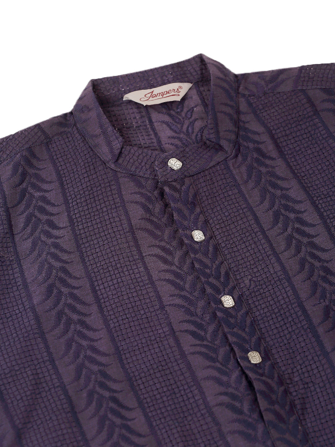 Men's Pure Cotton Embroidered Kurta Pyjama Set ( Jokp 660 Navy ) - Virat Fashions