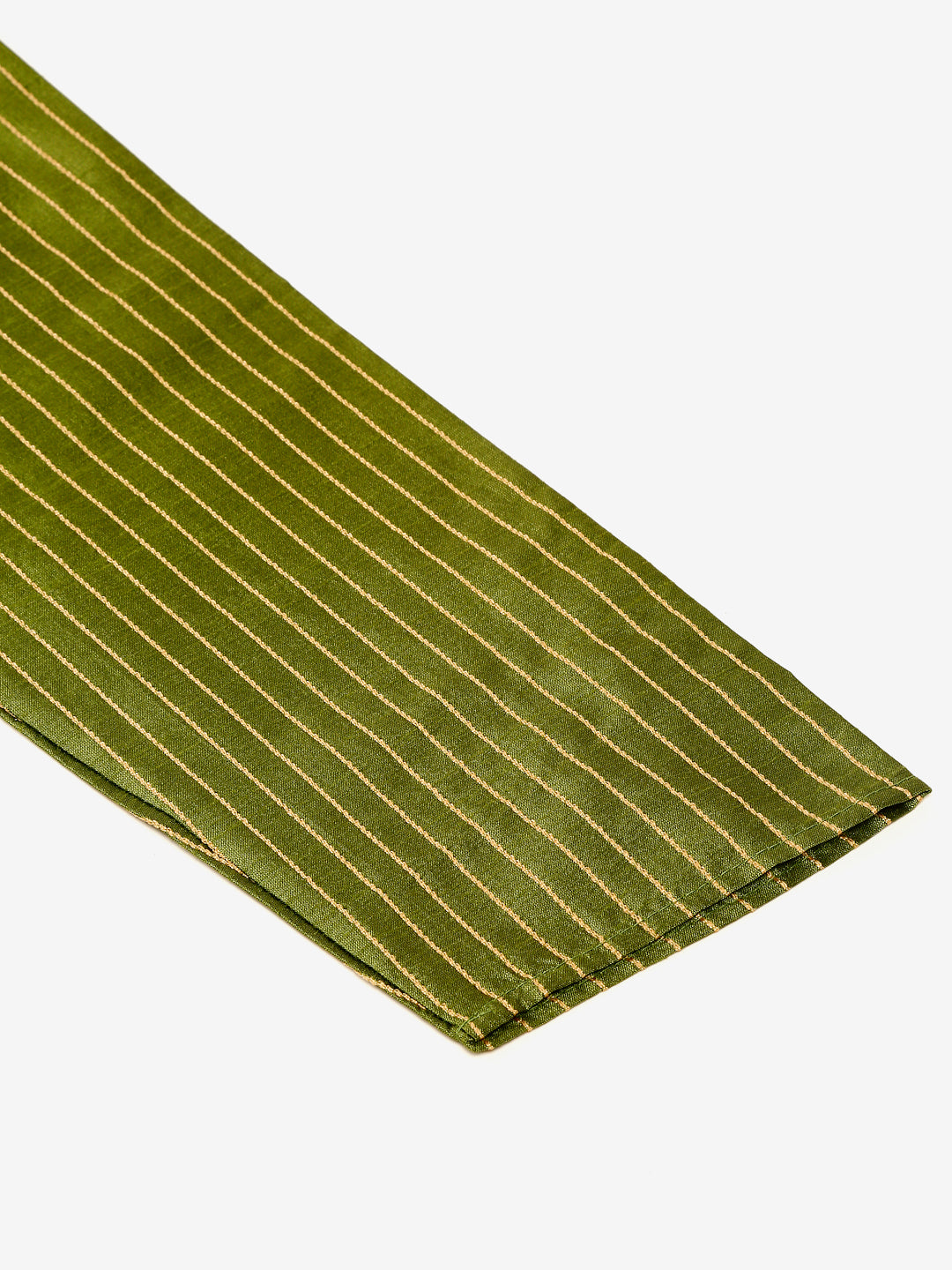 Men's Olive Green Striped Pleated Chikankari Kurta Pyjama Set ( Jokp 666 Olive ) - Virat Fashions