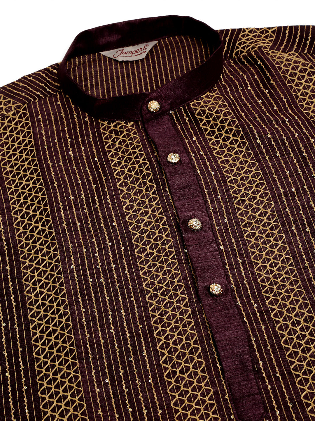 Men's Purple Embroiderd Kurta Pyjama ( Jokp 671 Purple ) - Virat Fashions
