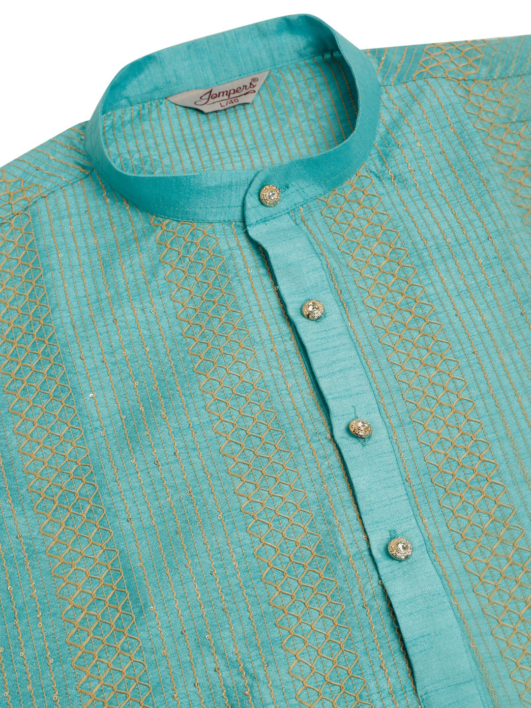 Men's Sky Blue Embroiderd Kurta Pyjama ( Jokp 671 Sky ) - Virat Fashions