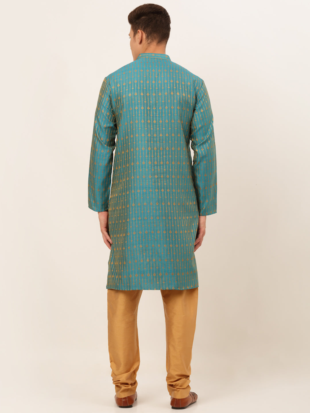 Men's Blue Embroidered Kurta Pyjama Sets ( Jokp 676 Blue ) - Virat Fashions