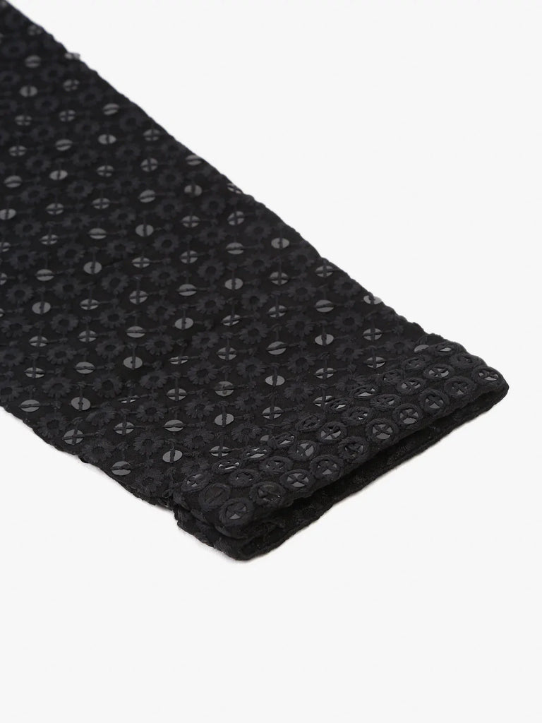 Men's Black Chikankari Embroidered and Sequence Kurta with Churidar ( JOKP 678 Black )