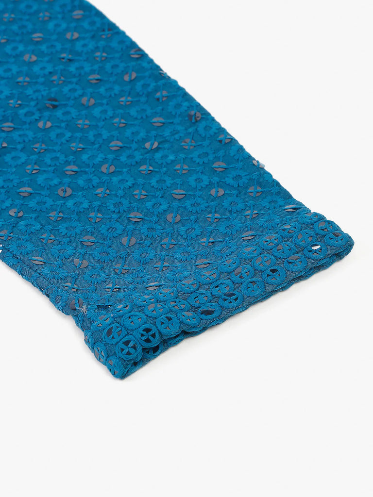 Men's Blue Chikankari Embroidered and Sequence Kurta with Churidar ( JOKP 678 Peacock )