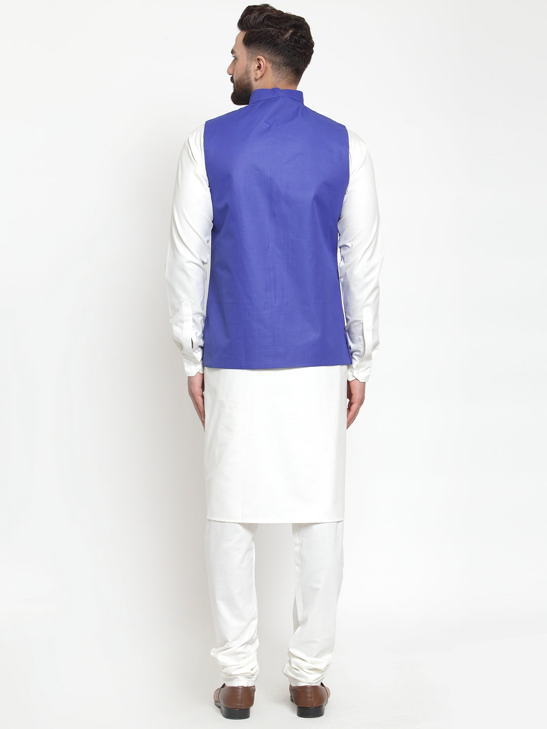 Men's Solid Kurta Pajama with Solid Waistcoat ( JOKP WC 4051Royal ) - Virat Fashions