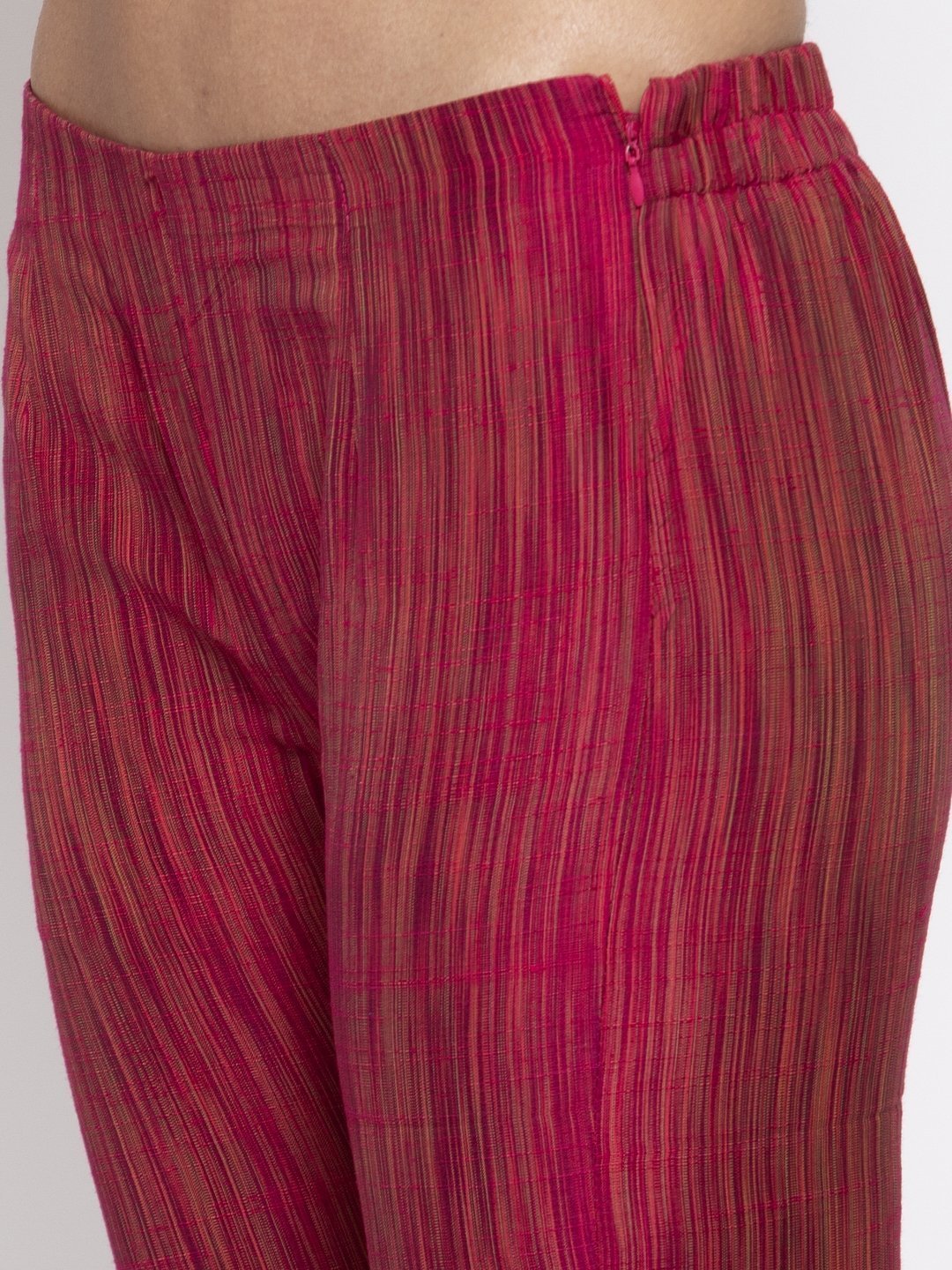 Women's Pink Self Striped Kurta with Trousers - Jompers