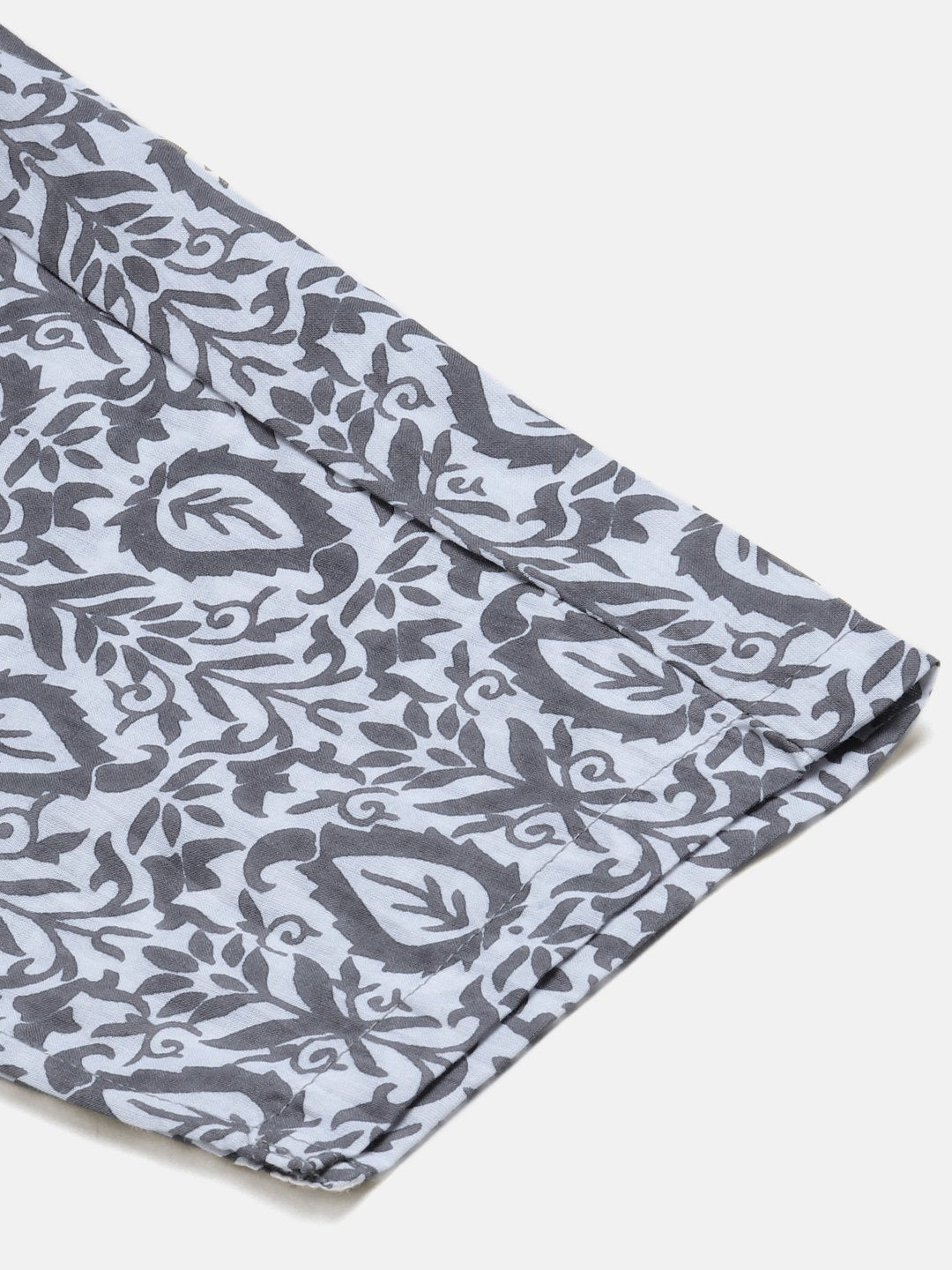 Women's Grey & Magenta Block Print Pure Cotton Kurta with Trousers & Dupatta - Jompers
