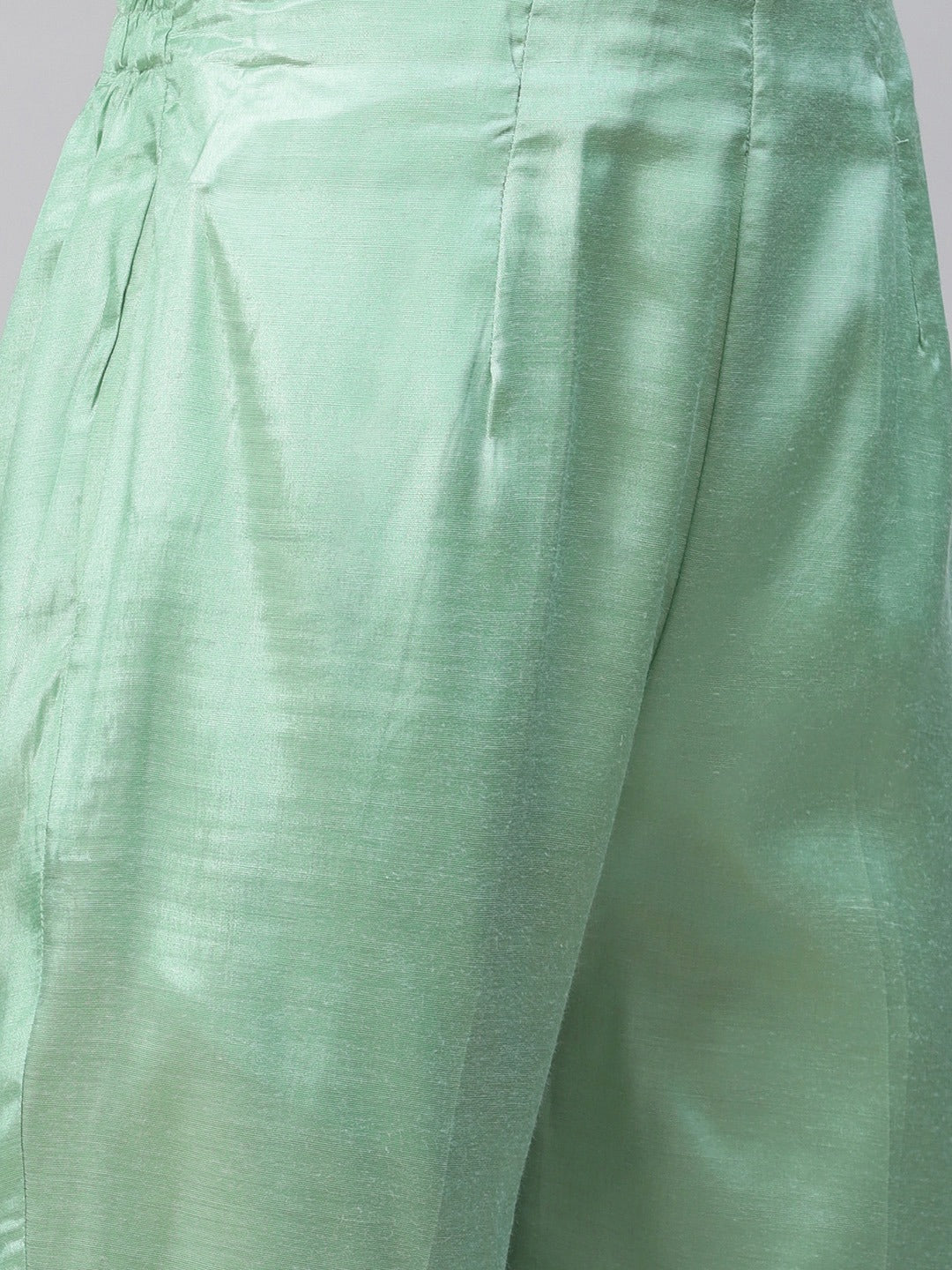 Women's Sea Green Embroidered Regular Sequinned Kurta with Trousers & Dupatta ( JOKS D19Yellow 1383 Green ) - Jompers