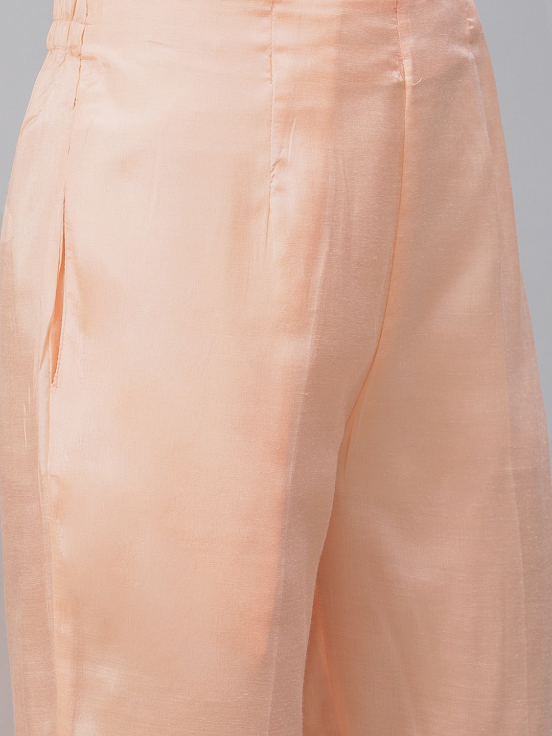 Women's Peach Embroidered Regular Sequinned Kurta with Trousers & Dupatta ( JOKS D19Yellow 1383 Peach ) - Jompers