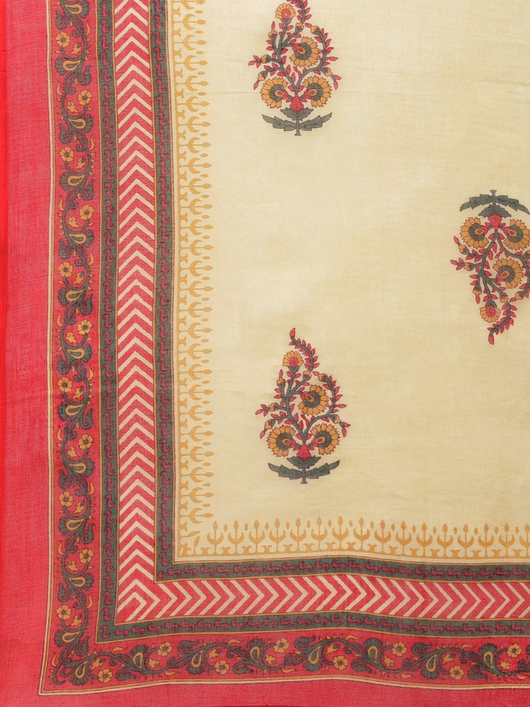 Women's Red Ethnic Motifs Printed Regular Pure Cotton Kurta with Trousers & Dupatta ( JOKS D22R 1400 Red ) - Jompers