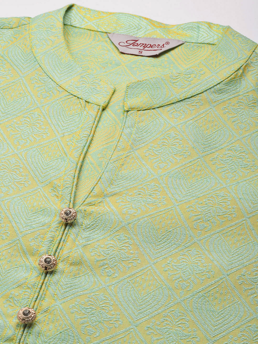 Women's Green Jacquard Woven Design Straight Kurta Trousers & Chikankari Dupatta ( JOKS D28W 1443 Green ) - Jompers
