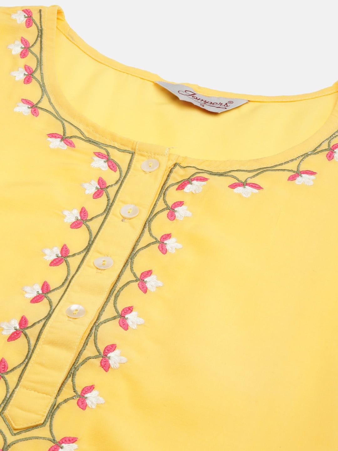 Women's Yellow Embroidered Regular Kurta with Trousers & With Dupatta ( JOKS D30 1361 Yellow ) - Jompers