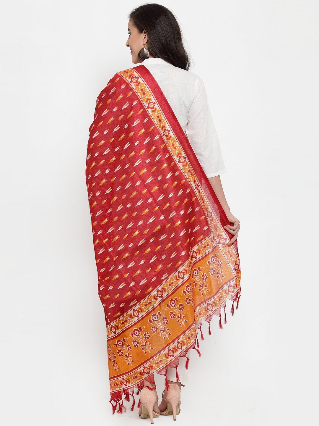 Women's Off White Solid Kurta with Trousers & Dupatta - Jompers