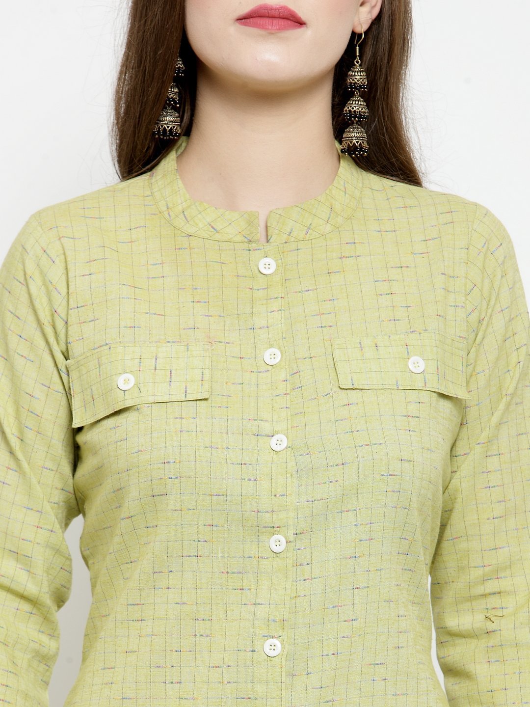 Women's Green woven design Straight Kurta - Jompers