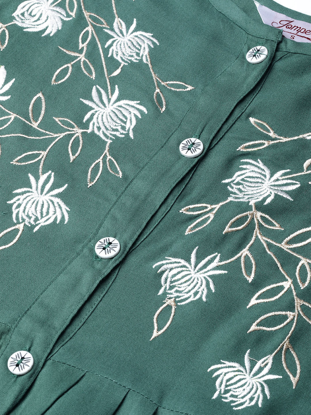 Women's Green & White Yoke Design A Line Kurta - Jompers