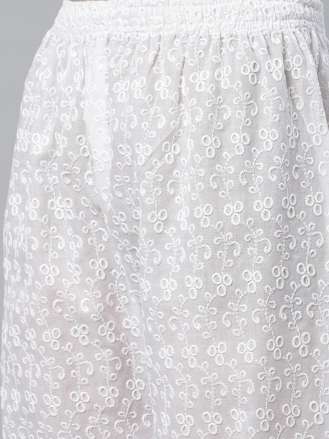 Women's Grey & White Chikankari Embroidered Kurta with Palazzos - Jompers