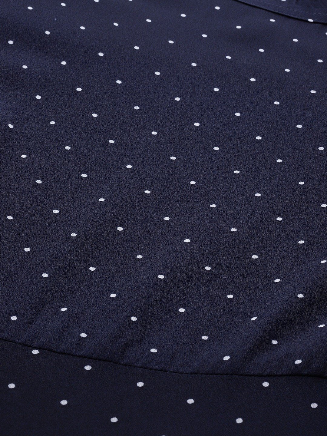 Women's Navy Blue & White Polka Dots Print Bell Sleeves Anarkali Kurta - Jompers